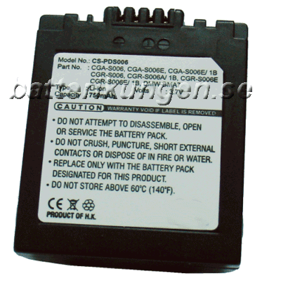 Batteri til Panasonic - CGA-S006 mfl