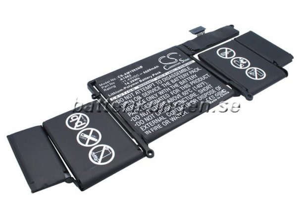 Batteri til Apple Macbook Pro 13" 2015 Retina mfl - 6.500 mAh