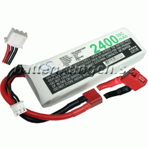 Batteri til LiPo 2 cell - 7.4 V - 2.400 mAh