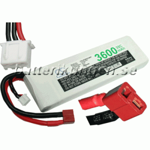 Batteri til LiPo 2 cell - 7.4 V - 3.600 mAh