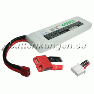 Batteri til LiPo 2 cell - 7.4 V - 4.000 mAh